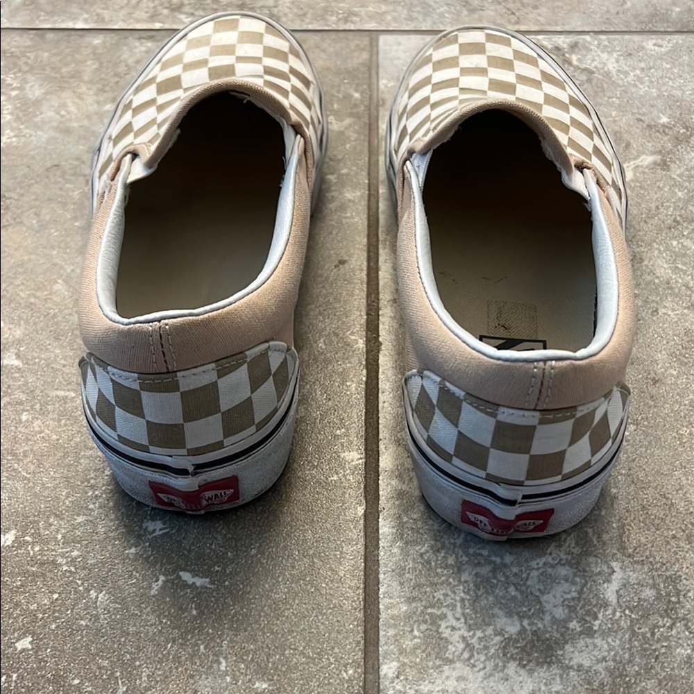Vans Brown & White Checkerboard Slip-On Sneakers US M 7.5/ W9 - Picture 3 of 5